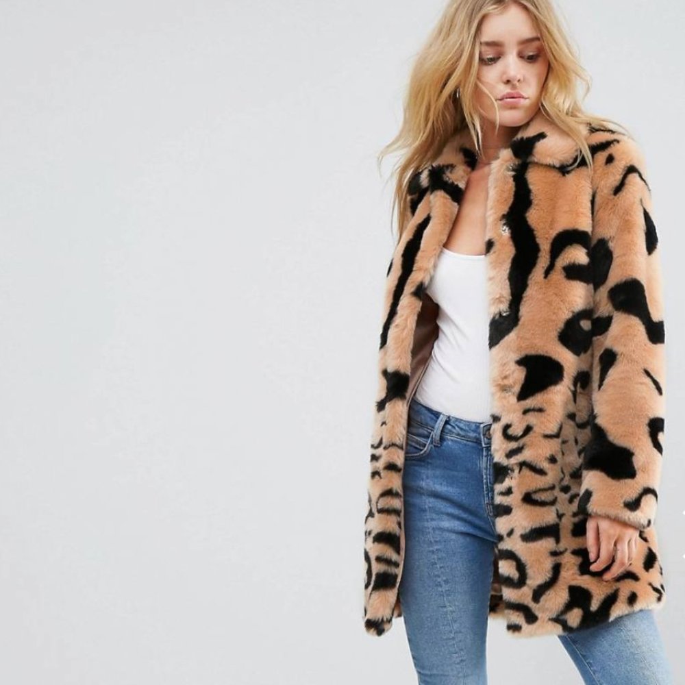Barney's Originals Leopard Mix Faux Fur Coat